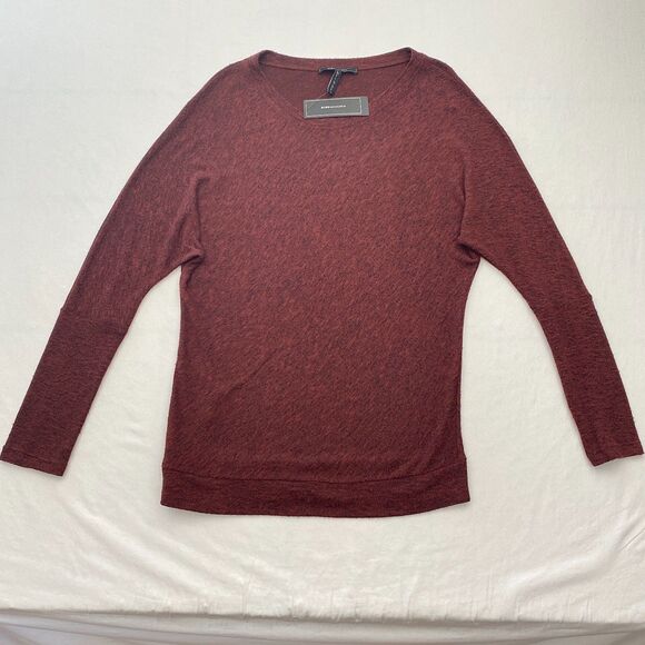 BCBGMaxAzria Sweater Burgundy Dolman Sleeve Pullover Lightweight Womens Medium - Picture 1 of 10